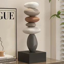 Large Indoor 80cm Stone Sculpture Creative Glowing Feng Shui Decor for Living Rooms Modern Home Decoration Artistic
