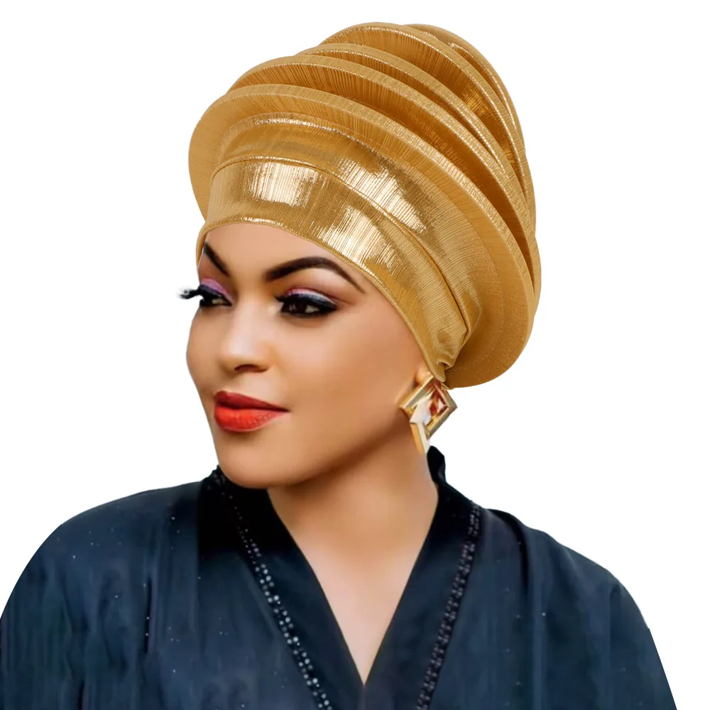 Multi-layered Spiral Beret Turbans for Women Afrcian Lady Head Wraps Female Berets Turban Nigeria Headpiece Wedding Party Gele