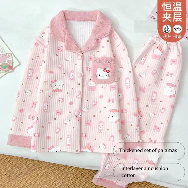 

Cute Pajamas Hello Kittys Kawaii Long Sleeve Pants Versatile Sweet Simple Loose Print Creative Hot Selling Soft Home Clothes