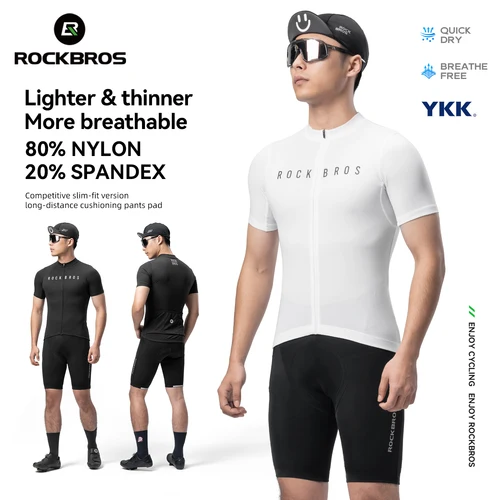 Imagen 2 del producto ROCKBROS Camiseta de ciclismo de verano para hombre y mujer Jersey de manga corta ligero y transpirable de alta elasticidad uniforme de equipo, ropa de ciclismo