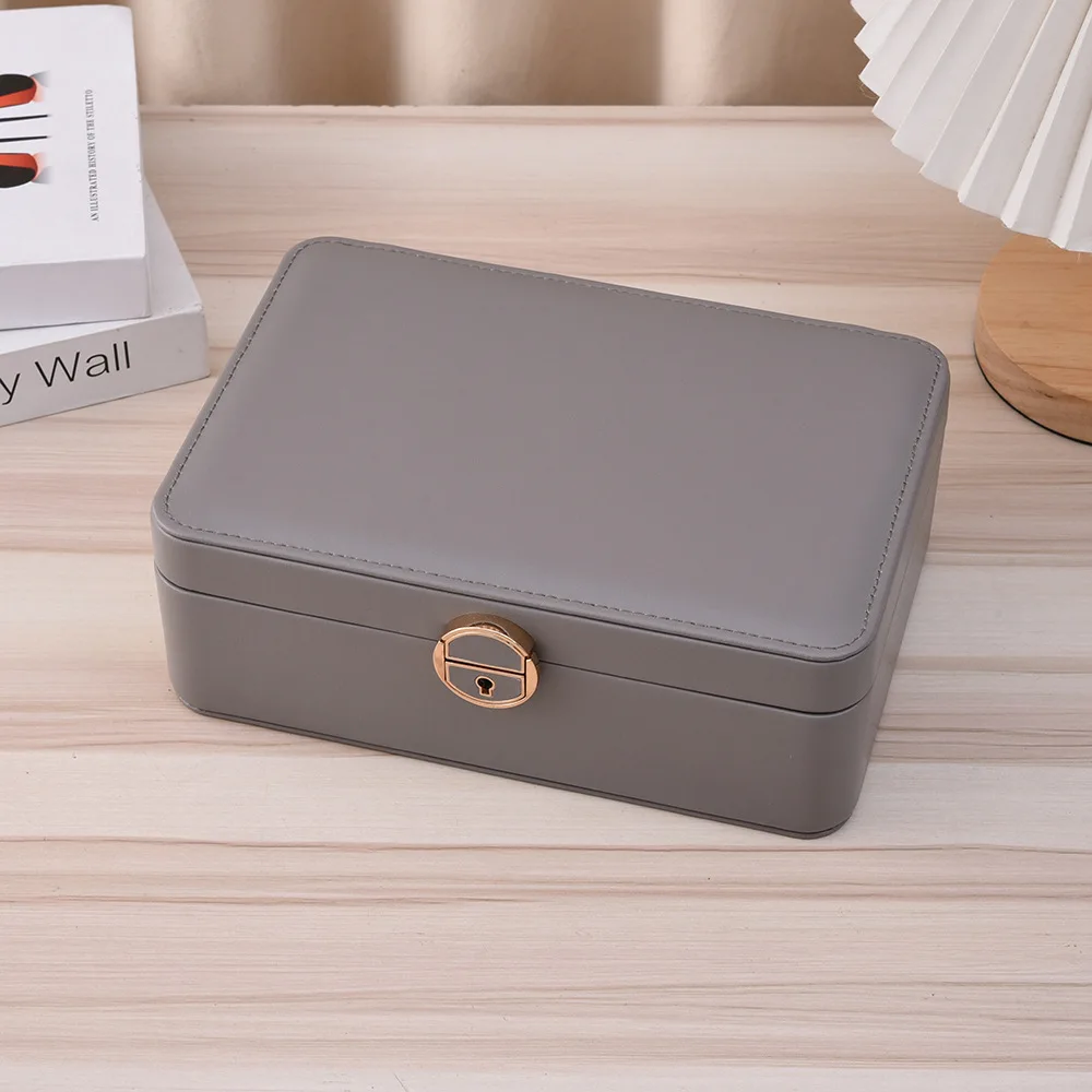 New Special Promotion Portable Pu Leather Jewellery Ring Necklace Storage Case Rectangle Travel Jewelry Box Packaging