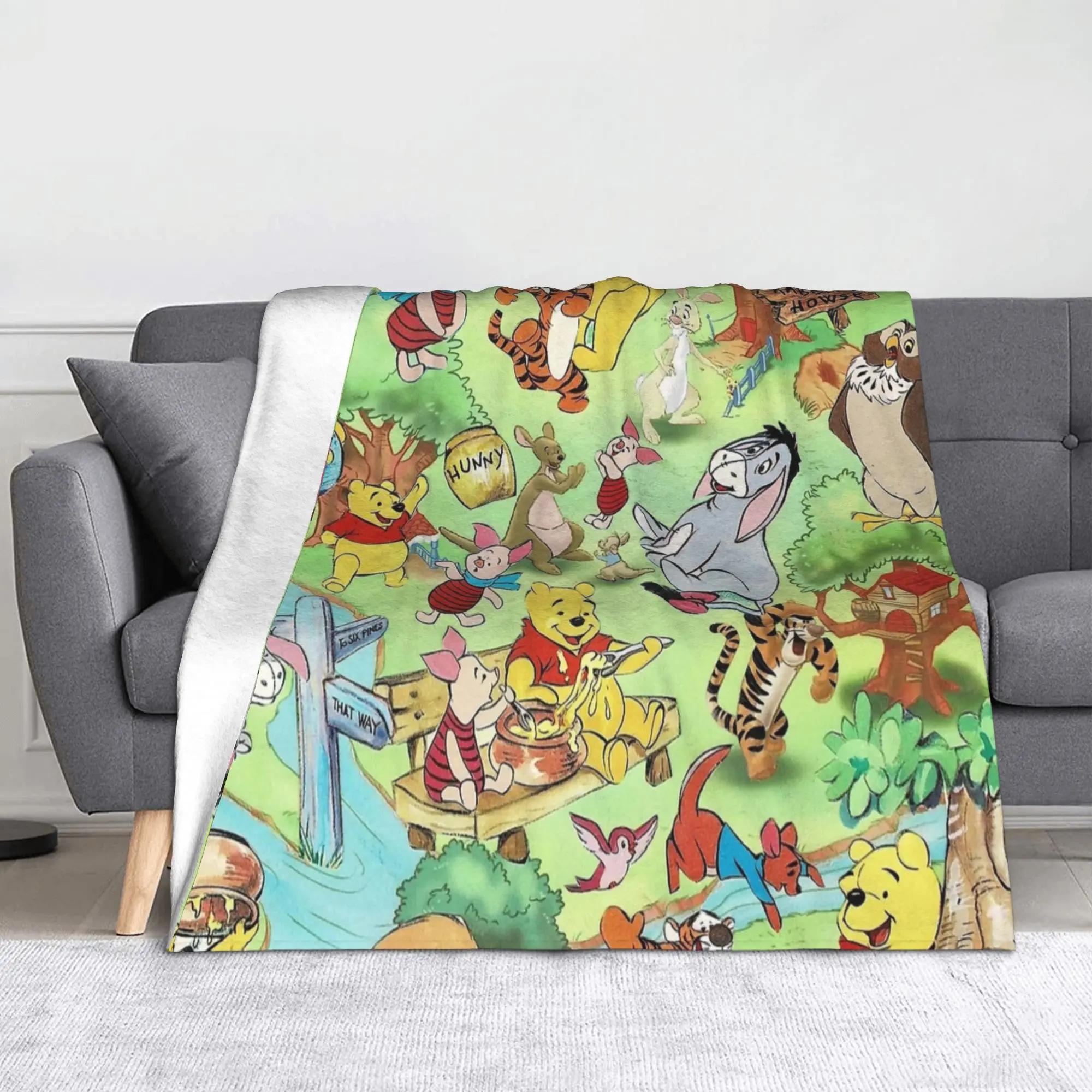 

Одеяло Винни-Пух, флисовое летнее дышащее супер теплое одеяло для дивана, путешествий, плюшевое тонкое одеяло