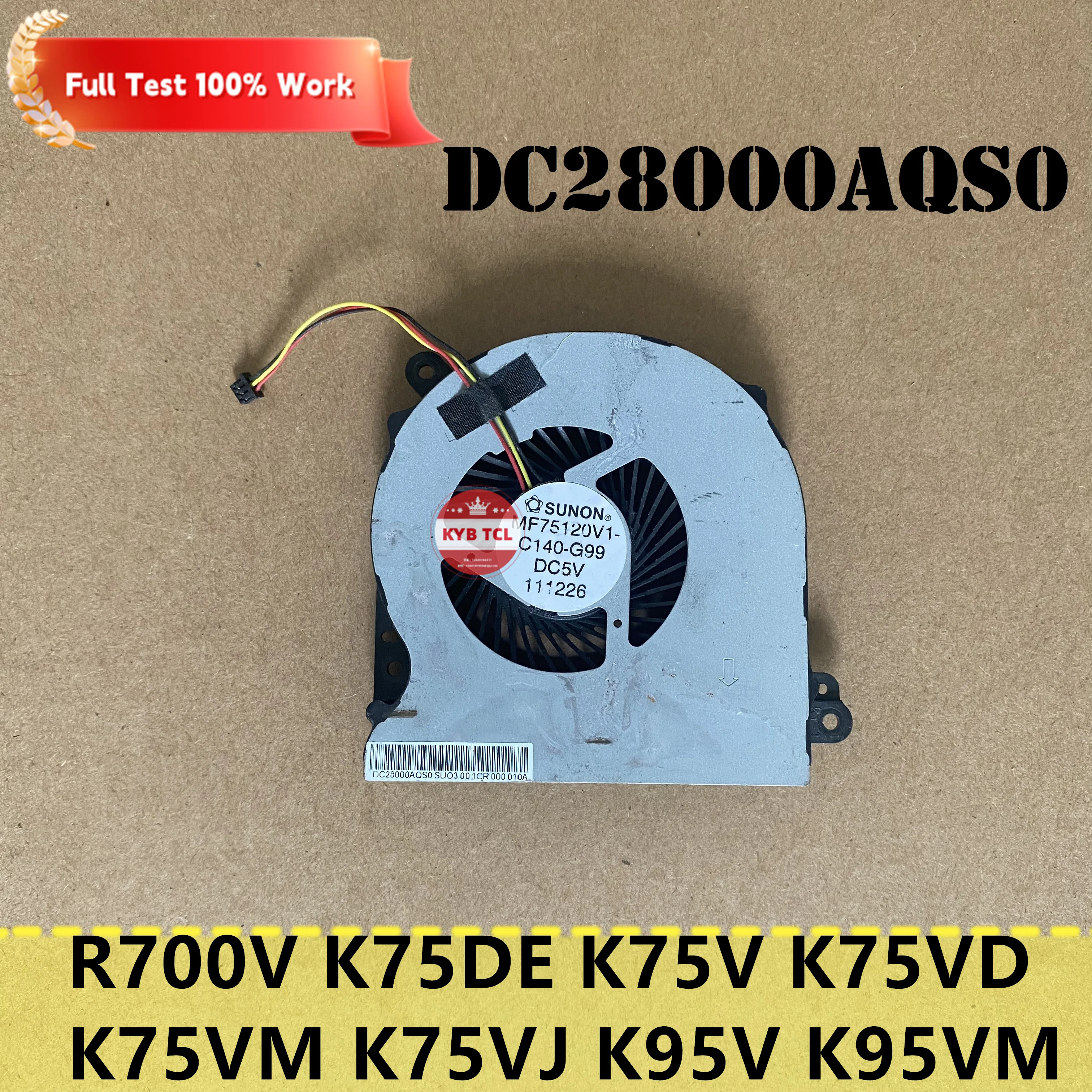 For Asus R700V K75 K75A K75D K75DE K75V K75VD K75VM K75VJ K95V K95VM R700VJ-TY184H R700VJ Laptop CPU Cooling Fan DC28000AQS0