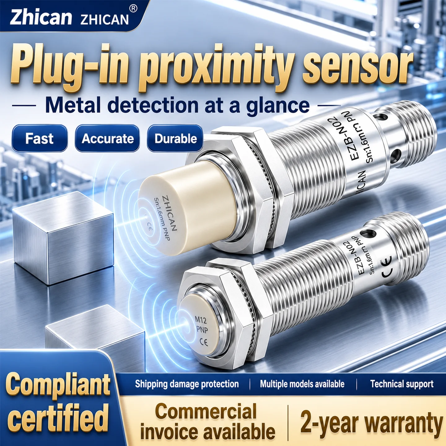 ZHICAN E2B M8 M12 M18 M30 Connector Type Inductive Proximity Sensor Long Range Quick Disconnect Metal Detection