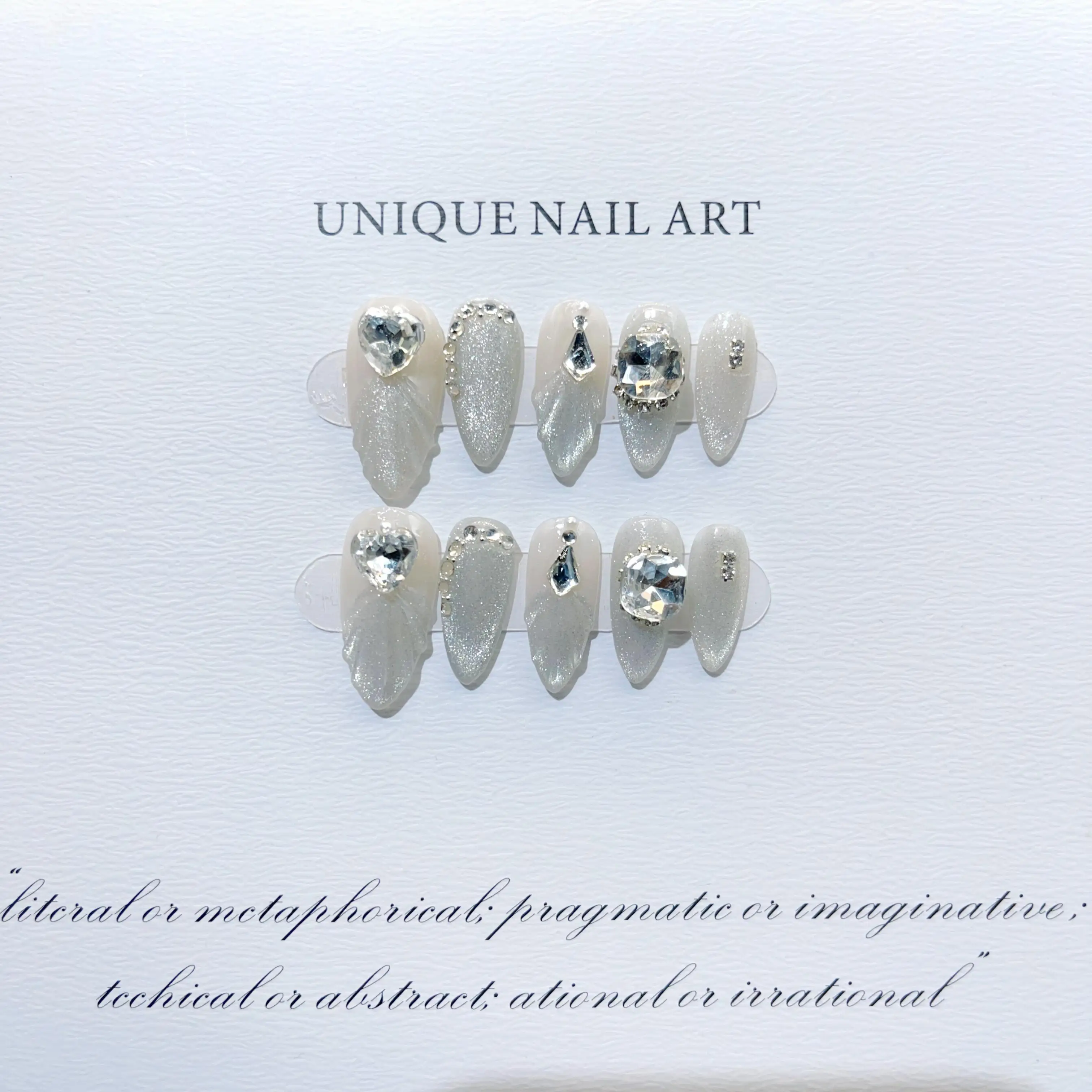 Wholesale White Mermaid Tail Short Handcrafted Press On Nails,Detachable & Reusable,New Trendy Rich Girl Style.No.D174