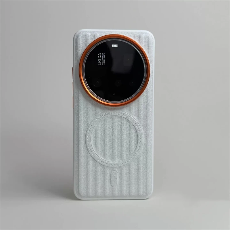 

Case For Xiaomi 17 Ultra Mi 15 14 Ultra For MagSafe Magnetic Ripple Matte PU Leather Texture Phone Back Cover Shockproof Bumper