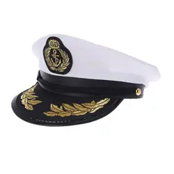 White Adult Yacht Boat Captain Navy Cap Costume Party Cosplay Dress Sailor Hat