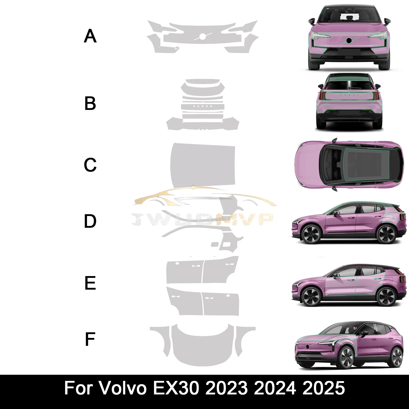

Car Paint Protection Film For Volvo EX30 2023 2024 2025 Transparent TPU Protective Body Sticker Anti-scratch Repair Film Refit