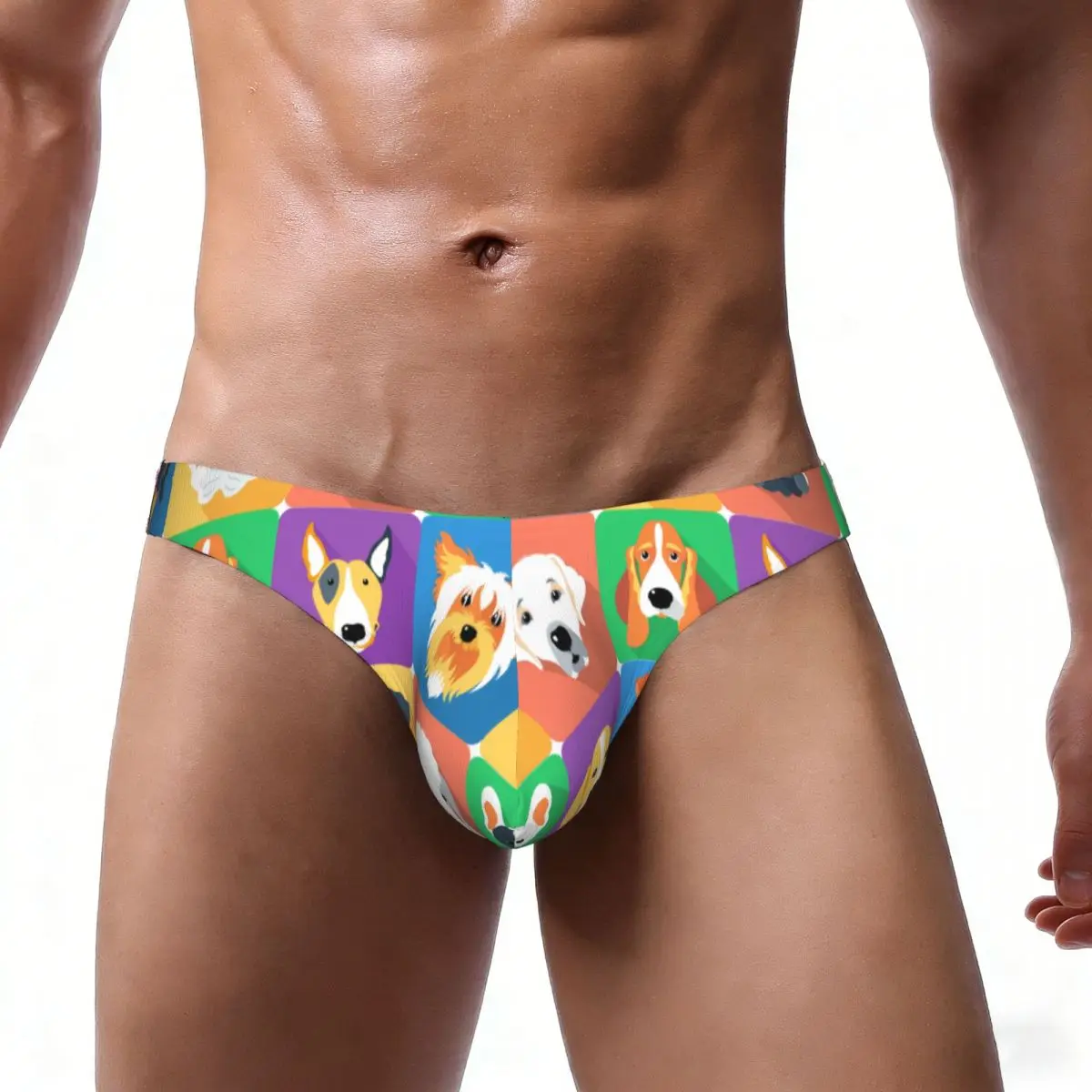 Sexy Man's Underwear Briefs Funny Cartoon Dogs Heads Men Underpants