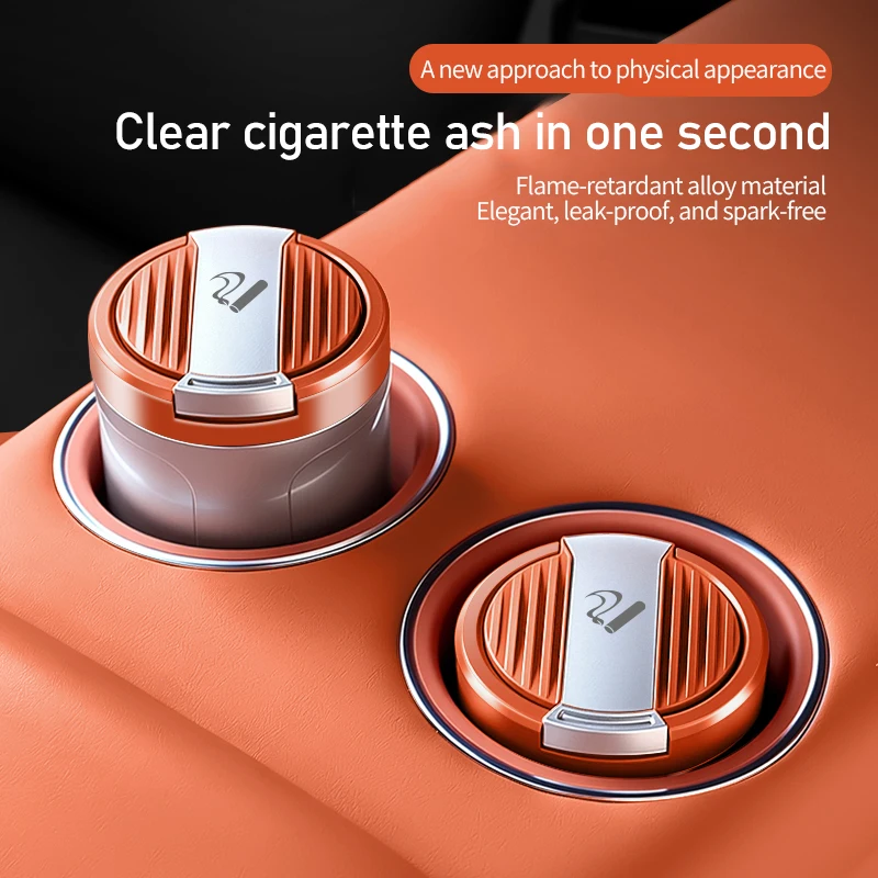 [2025 Upgrade] Car Ashtray Universal High-End Feel, Suede Leather LED Ceramic Inner Liner, Simple And Light Luxury Car Ashtray view 6