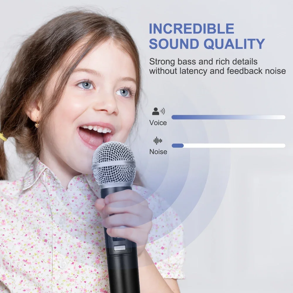 

Wireless Karaoke Microphone Professional UHF Cordless Dynamic Mic with Rechargeable Receiver for Voice Amplifier Hot Sale New