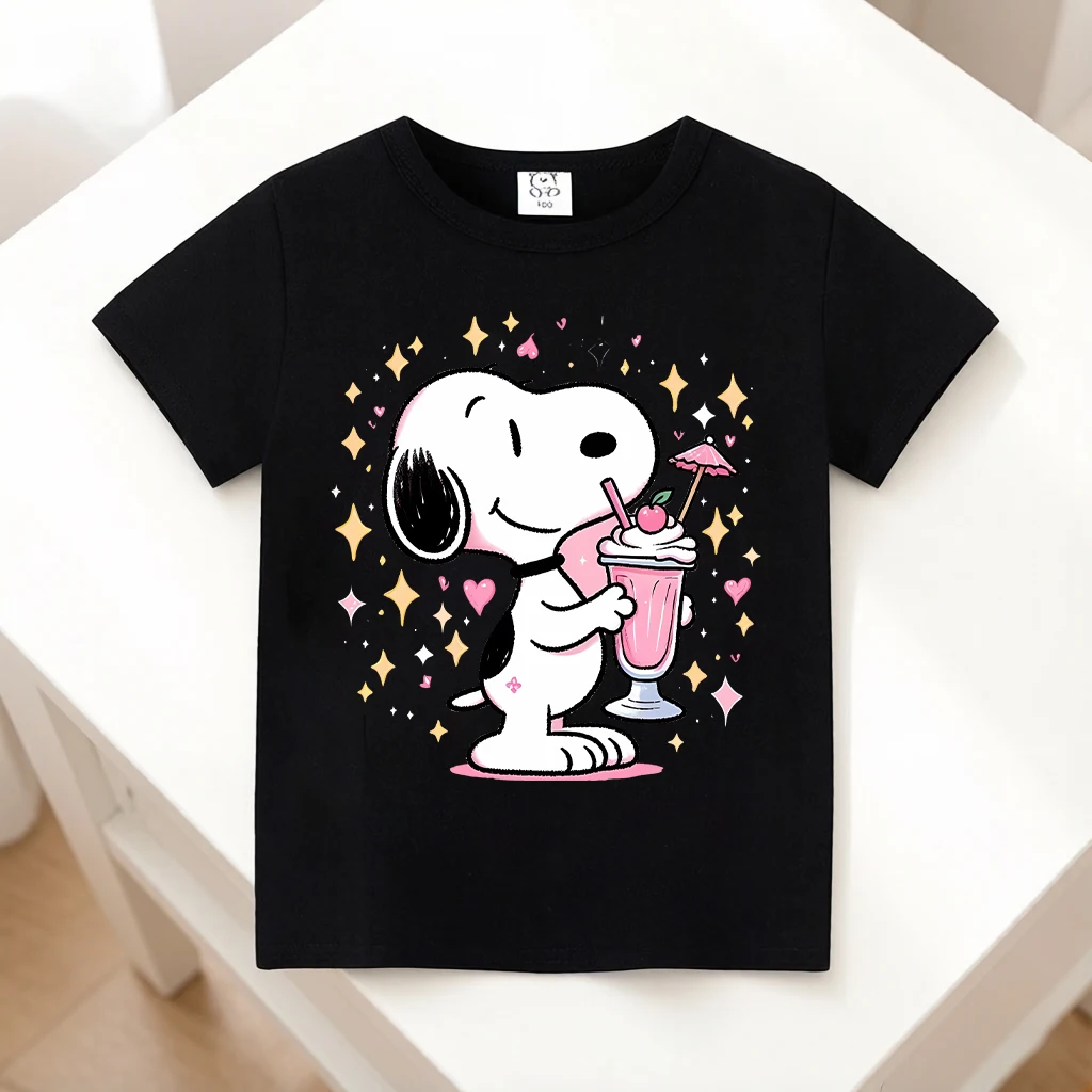 

Snoopys girl T-shirt Cute Anime Print Kids Tees Cotton Streetwear Sports childern kawaii Game Short Sleeve Clothes Birthday Gift