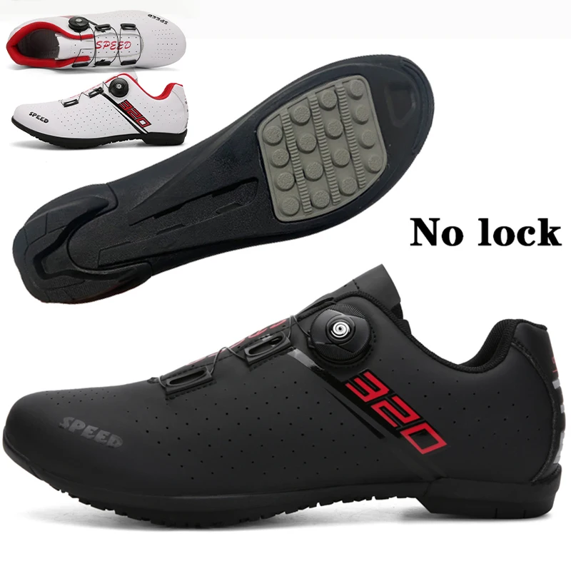 Zapatillas de ciclismo profesionales para hombre y mujer, zapatos con hebilla y suela de goma, sin cerradura, para interior y Cross-Country