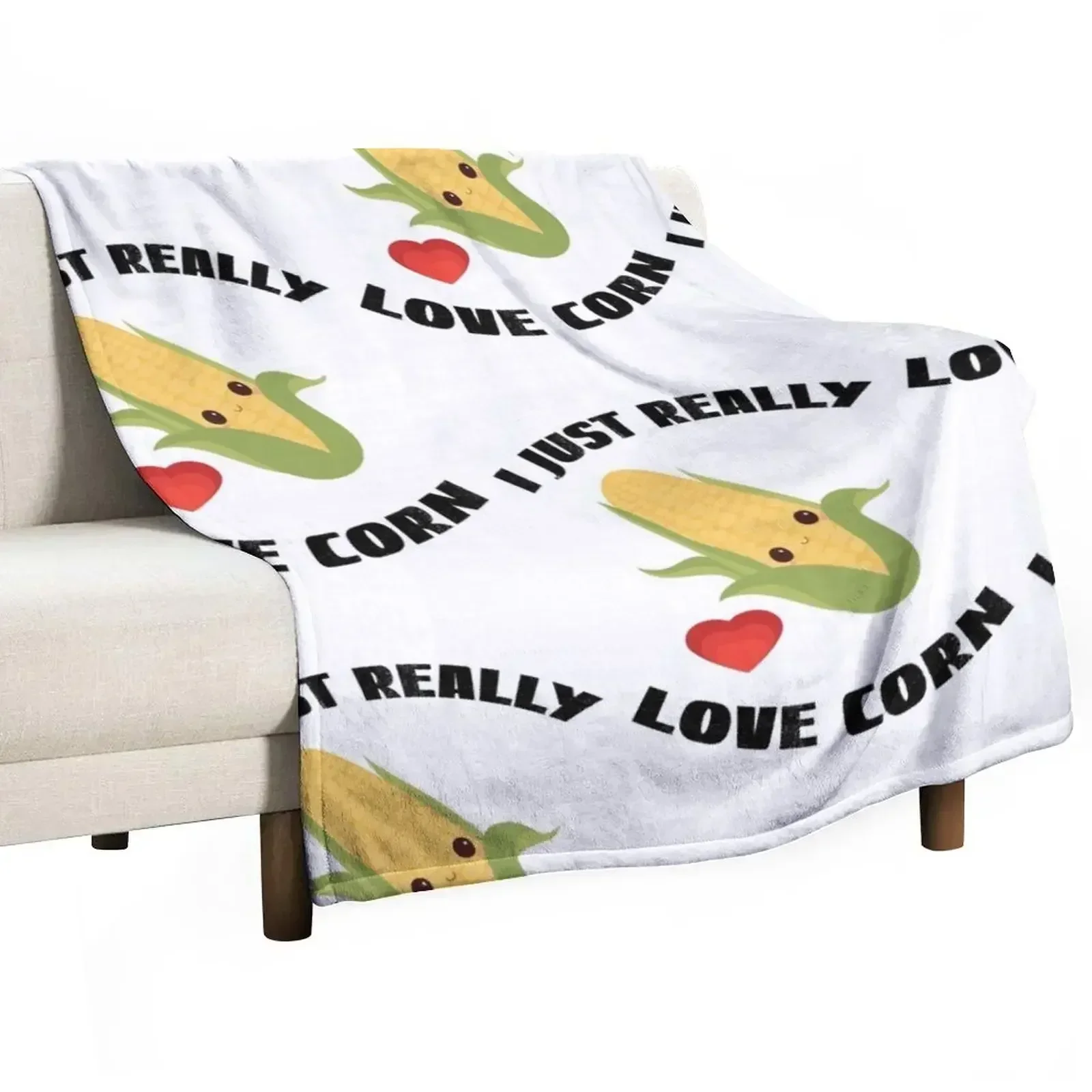 Corn On The Cob, I Just Really Love Corn Throw Blanket Flannels Weighted Thin Luxury Designer Beautifuls Blankets