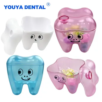 1pcs 귀여운 치아 모양 치과 데스크탑 스토리지 박스 투명 주최자 키 체인 홀더 치과 의사 선물 클리닉 치과 Accessorie