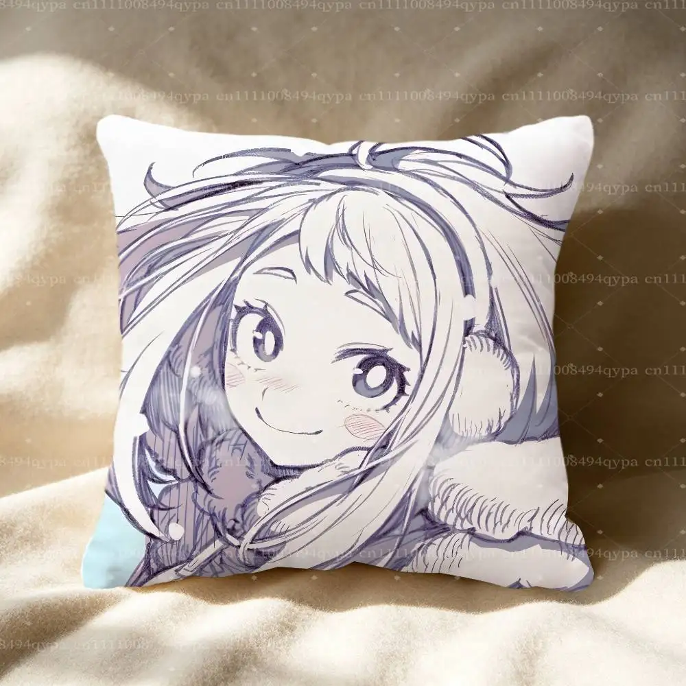 Ochaco Uraraka M-My Hero A-Academia Pillowcase With Zipper Throw Pillow Cover Shams Cushion Covers for Bed Living Room Couch