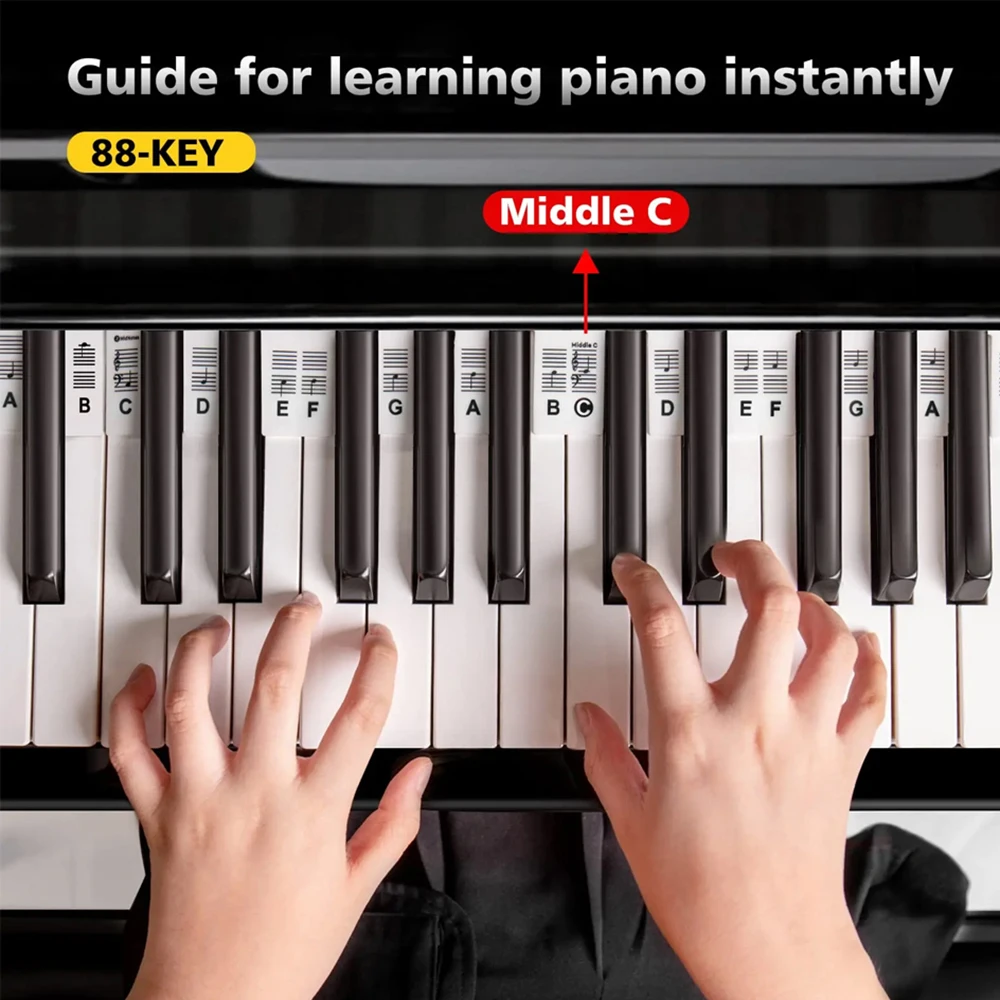 Silicone Piano Stickers Beginner Guide To Piano Notes Removable Piano Keyboard Note Labels Learning No Need Stickers Reusable