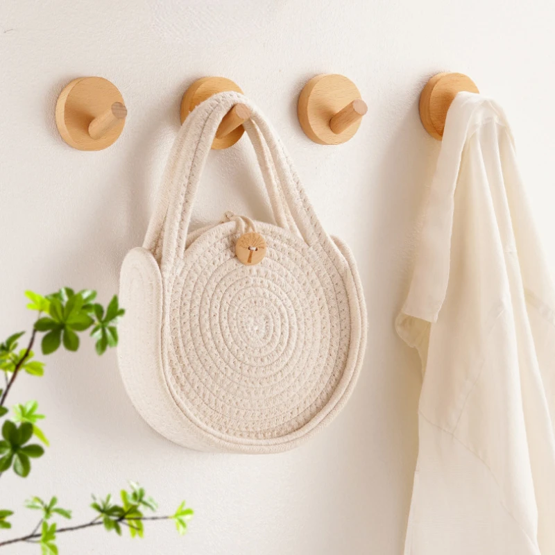 Nordic Style 2pcs Circular Wooden Hook Clothe Hat Bag Bedrooms Bathrooms Multi-purpose Storage Rack Tool