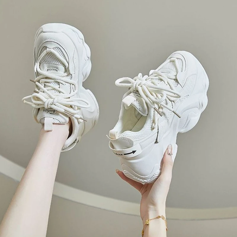 ​2025 New Women's Clunky Sneakers Spring Summer Thick Sole Height Increase Versatile Casual Sneakers​ Lace Up Shoes for Women