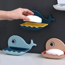 1PC Wall Mounted Soap Dish for Bathroom Shower Portable Whale Soap Holder Plastic Sponge Tray for Kitchen Bathroom Accessories