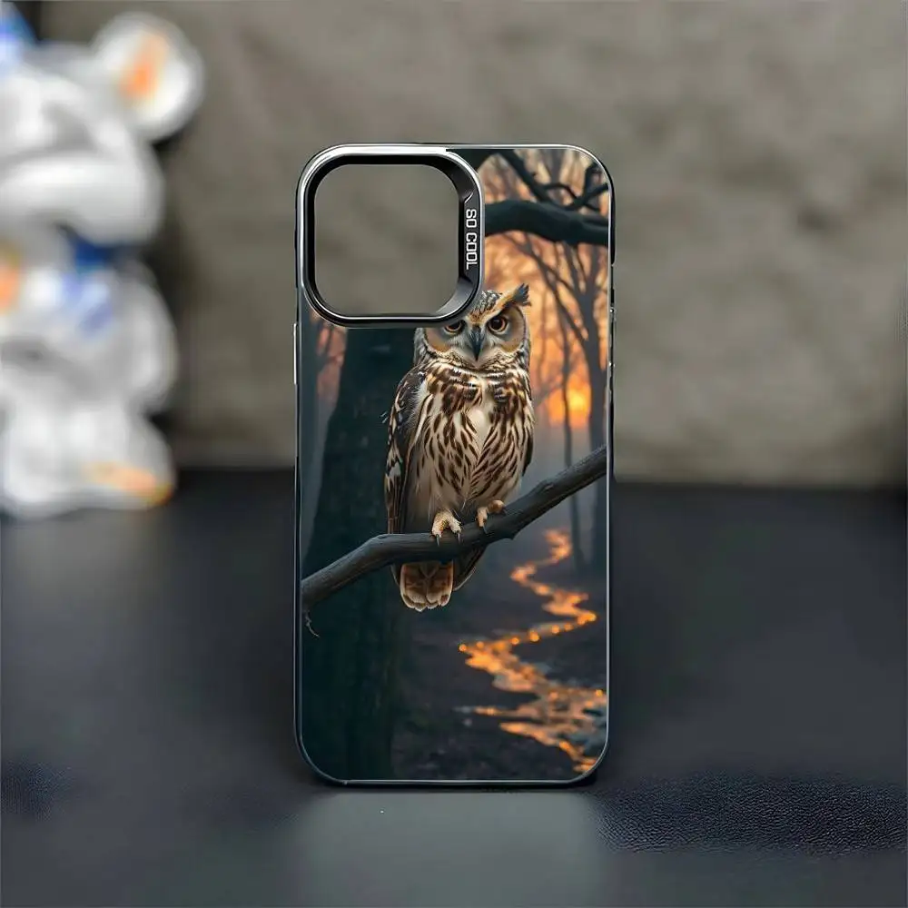 حافظة هاتف OWL FORST واقعية لهاتف iPhone 16,15,14,13,12,11,Mini,Pro,MAX غطاء أسود غير لامع مقاوم للصدمات