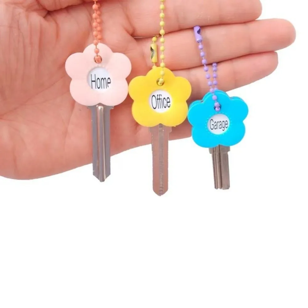 Flower Shape Silicone Key Sleeve DIY with Label Key Cap Cover Key Distinguish Color Classification Multi-color Key Sleeve