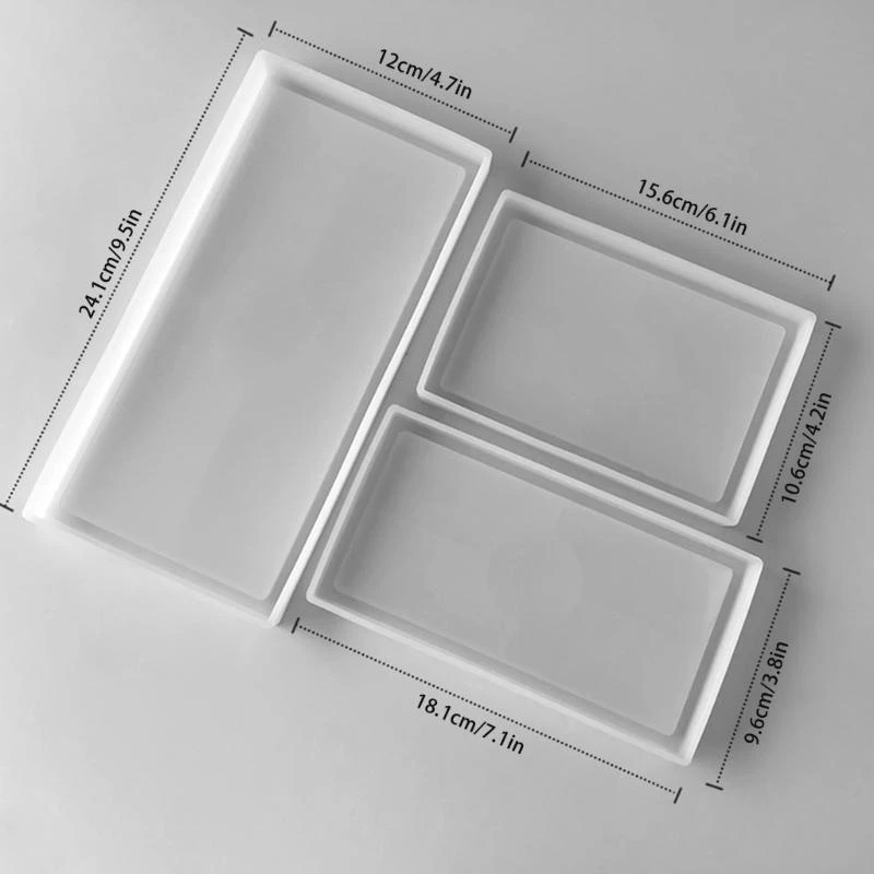  Silicone Jewelry Dish Molds Fruit Tray Moulds Rectangular Resin Casting Moulds