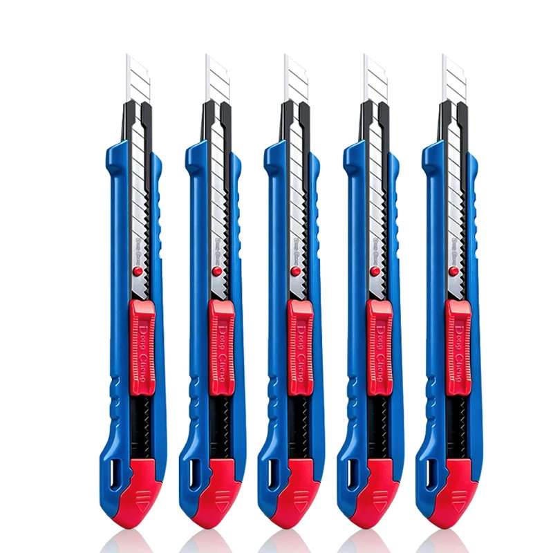 140mm Self Locking Utility Knife Plastic Handle 60° SK5 Silver Blade Snap Off Cutter For Thick Cardboard Foam Rubber Cutting