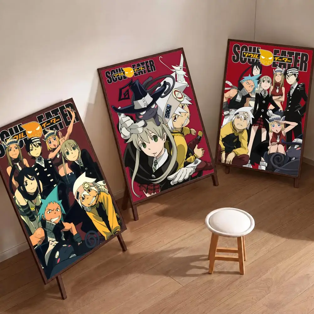 Anime Soul Eater Poster Coffee Shop Bar Wall Art Sticker Self Adhesive Waterproof PP Poster Home Room Wall Decor