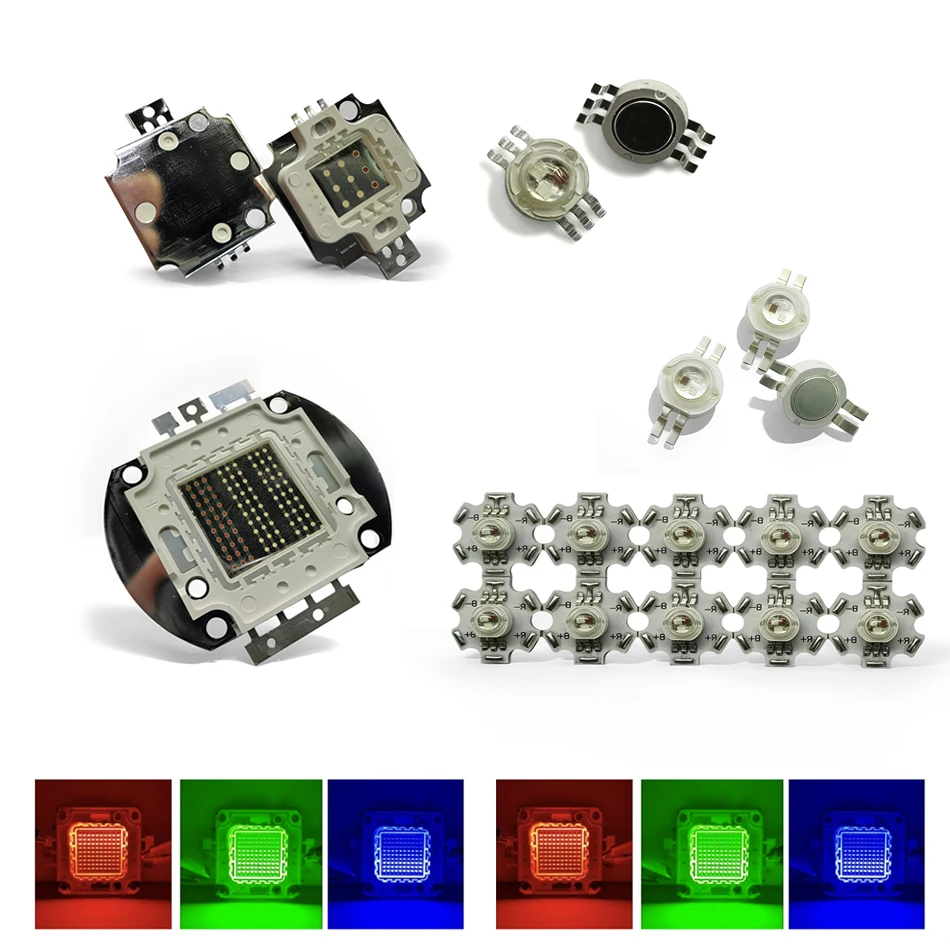 

Светодиодные RGB-модули SMD 100W 50W 20W 10W 3W: красные, зеленые, синие, белые, мощные лампы-диоды