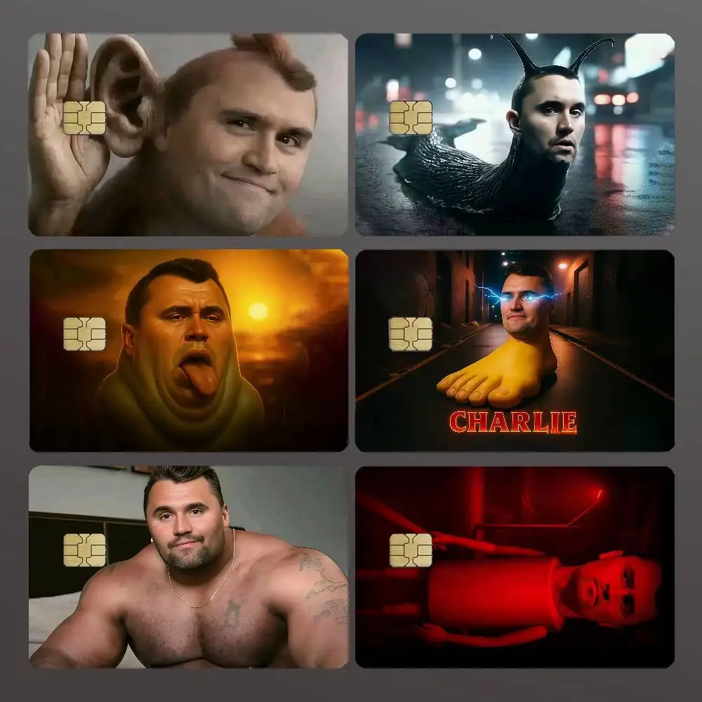 C-Charlie K-Kirk Funny Credit Skin Cover Card Stickers 4PCS Film Bus Pass Front Decoration Bank Debit Waterproof