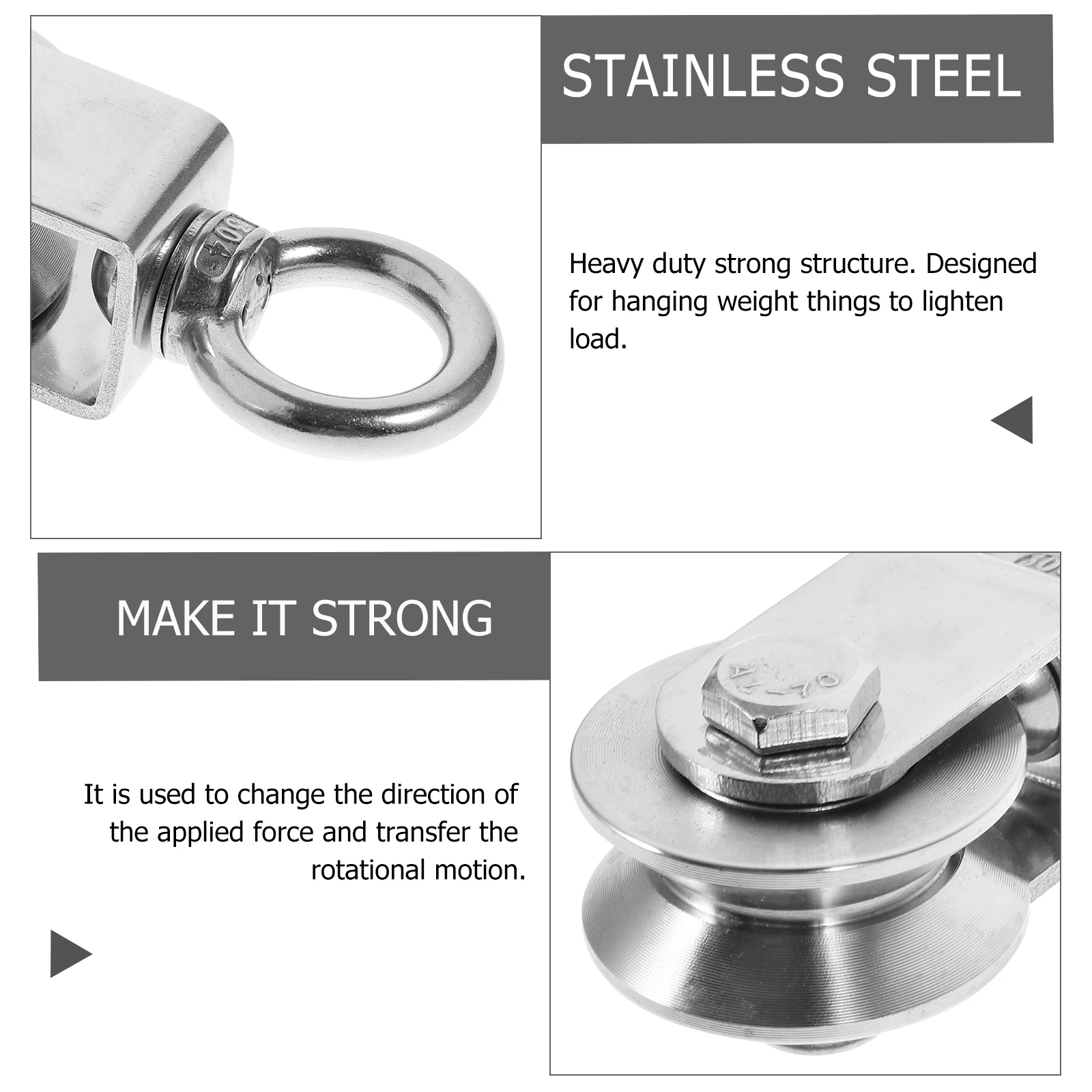 

201 Stainless Steel Pulley Wheel Heavy Duty Cable Winch Block Lifting Hardware Wire Rope Gym Towing System Accessories V Type