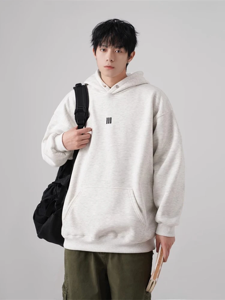 

Hooded Sweater Men's SolidColor Letter Print Fashionable Loose American Retro Thickened Fashionable Loose Embroidered CoupleCoat