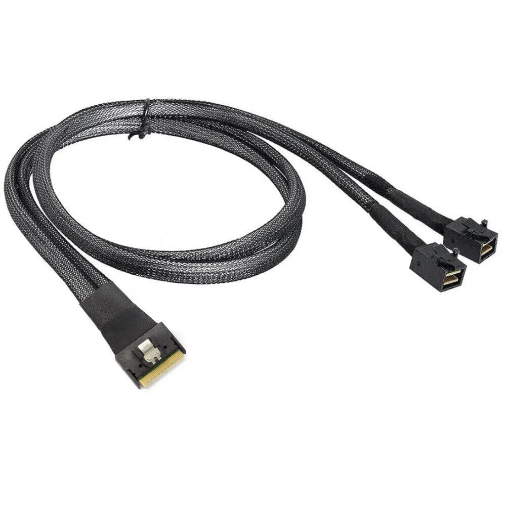 Durable MINI SlimSAS SFF-8654 8i 4.0 to 2X SAS HD SFF-8643 Connection Cable for server