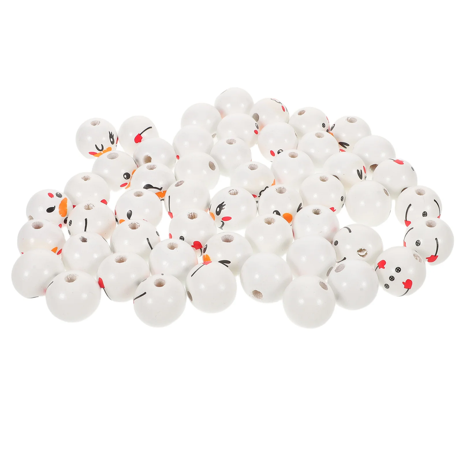 

1Set Christmas Snowman Wooden Beads 20mm Large Hole Round Spacer Beads for DIY Craft Jewelry Bracelet Decoration