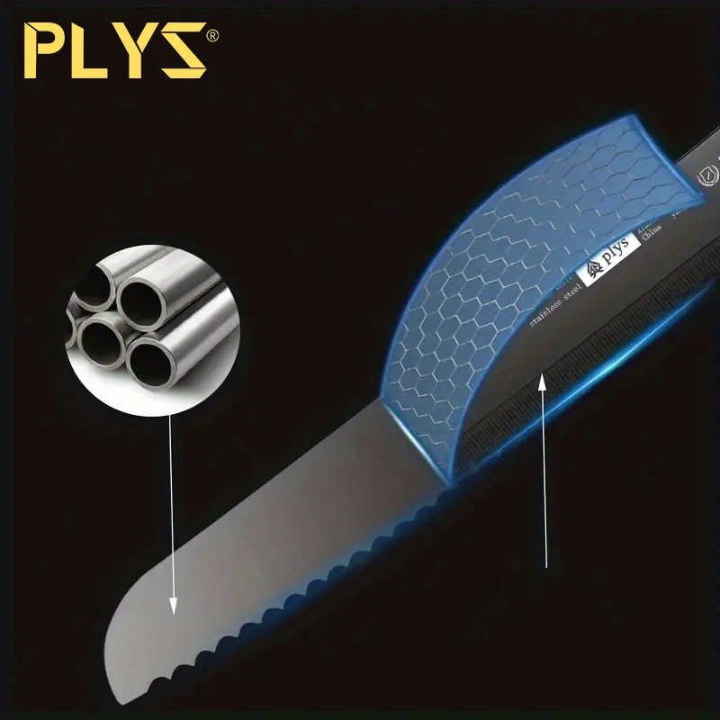 PLYS-Stainless steel serrated bread knife cake slicer, no crumbs, special knife for cutting toast baking cutting tools