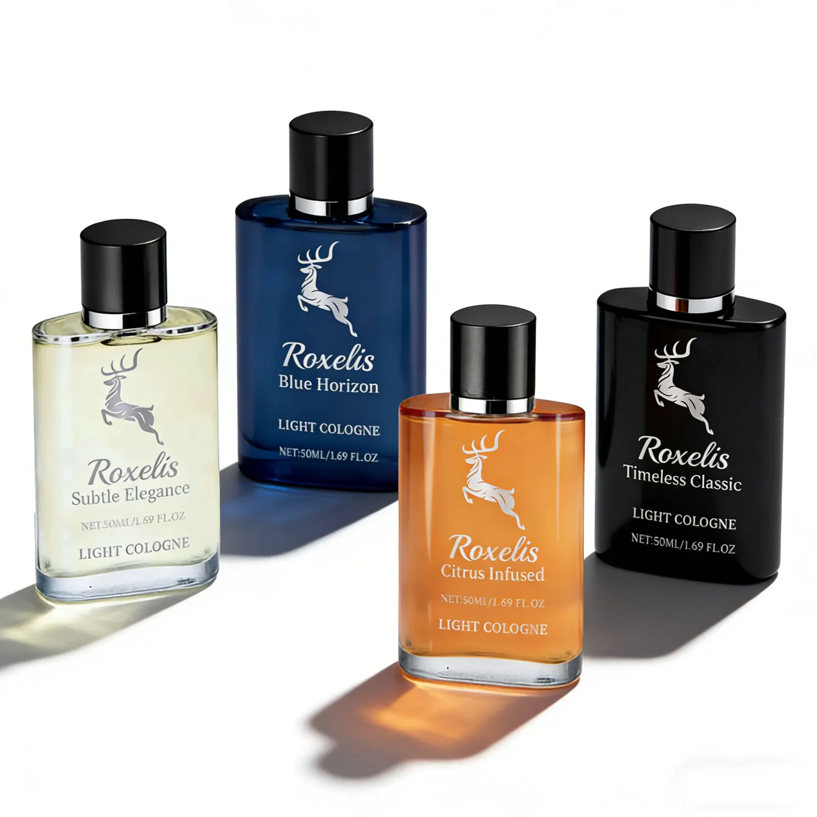 Perfume Roxelis Gulong Charm para Hombre, 50 ml, Natural y Fresco, Fragante, Pequeño y Potente, con Feromonas, 4 Fragancias