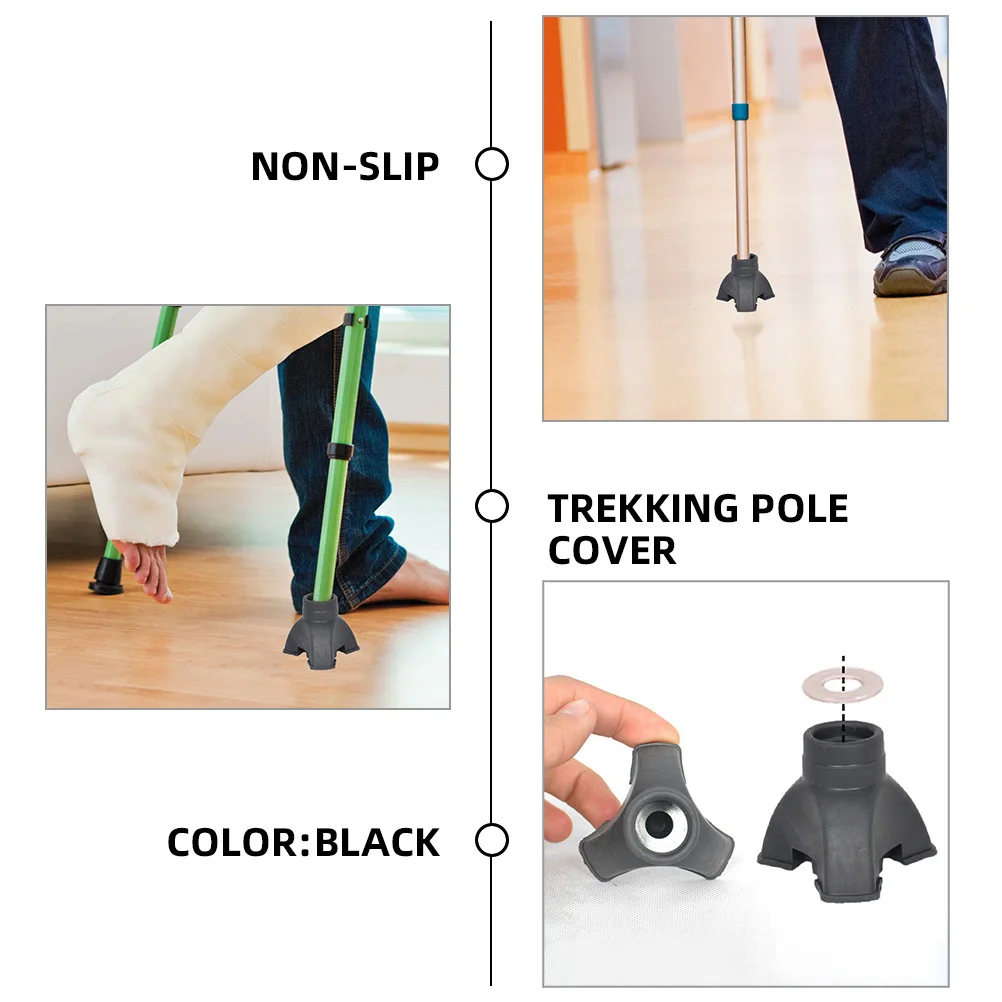 

2Pcs Non-Slip Crutch Tips Replacement Thickened Pole Tip Covers for Walking Sticks Trekking Poles Mud Snow Protection
