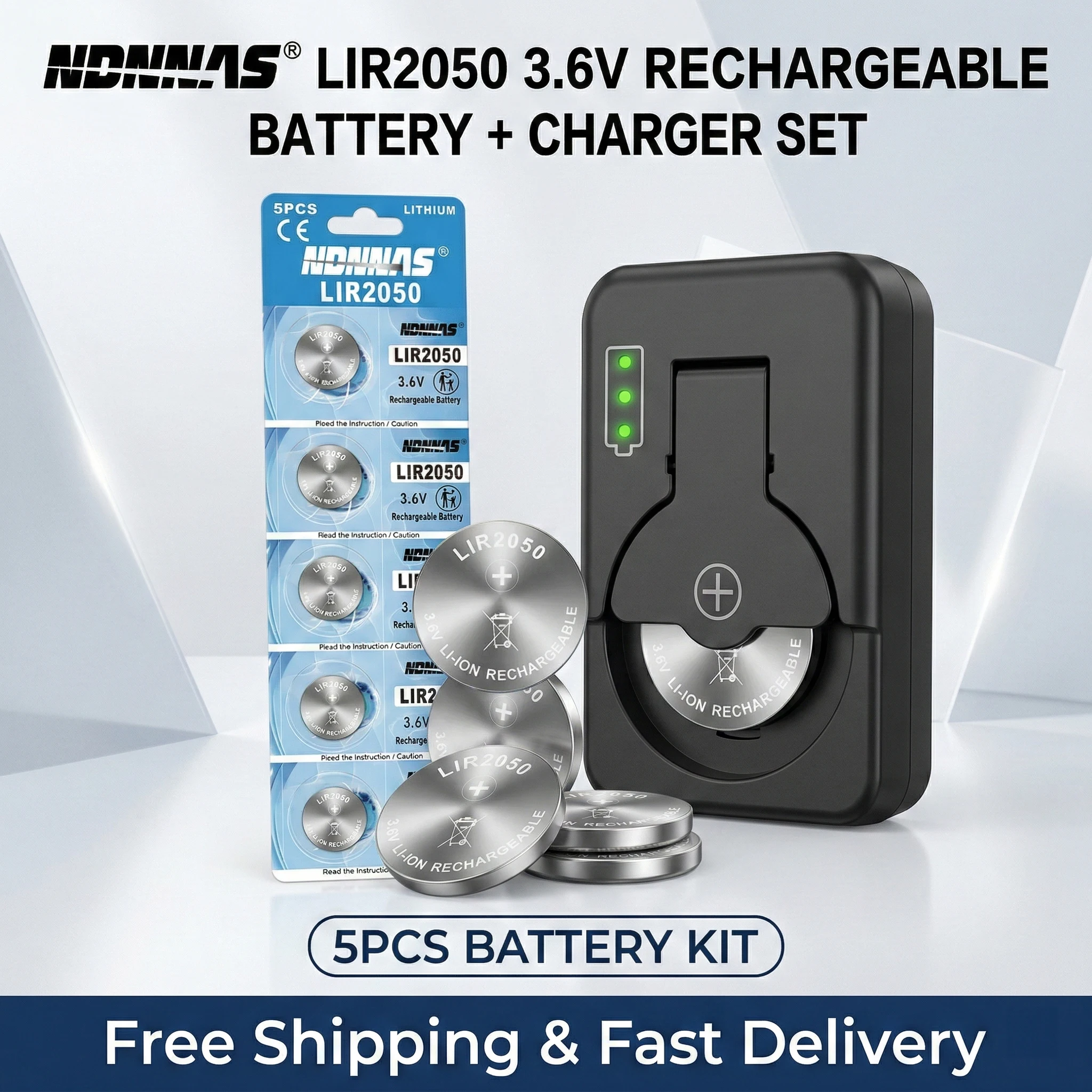 LIR2050 Rechargeable Lithium Battery 3.6V 20mAh Button Coin Cell 2-10PCS For Watch Remote Control