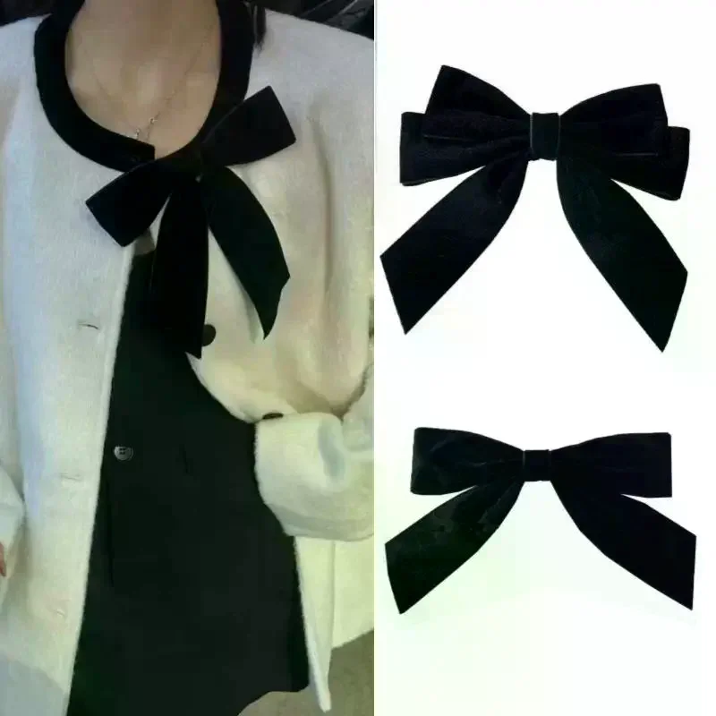 Elegant Temperament Velvet Bow Brooches Mourning Corsage Pin Women Bowknot Neck Tie Shirt Clothing Decoration Collar Accessories