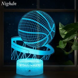 Basketball Nachtlicht für Kinderzimmer Dekoration 7 Farben ändern Touch USB Nachttisch lampe Weihnachten Geburtstags geschenk für Jungen