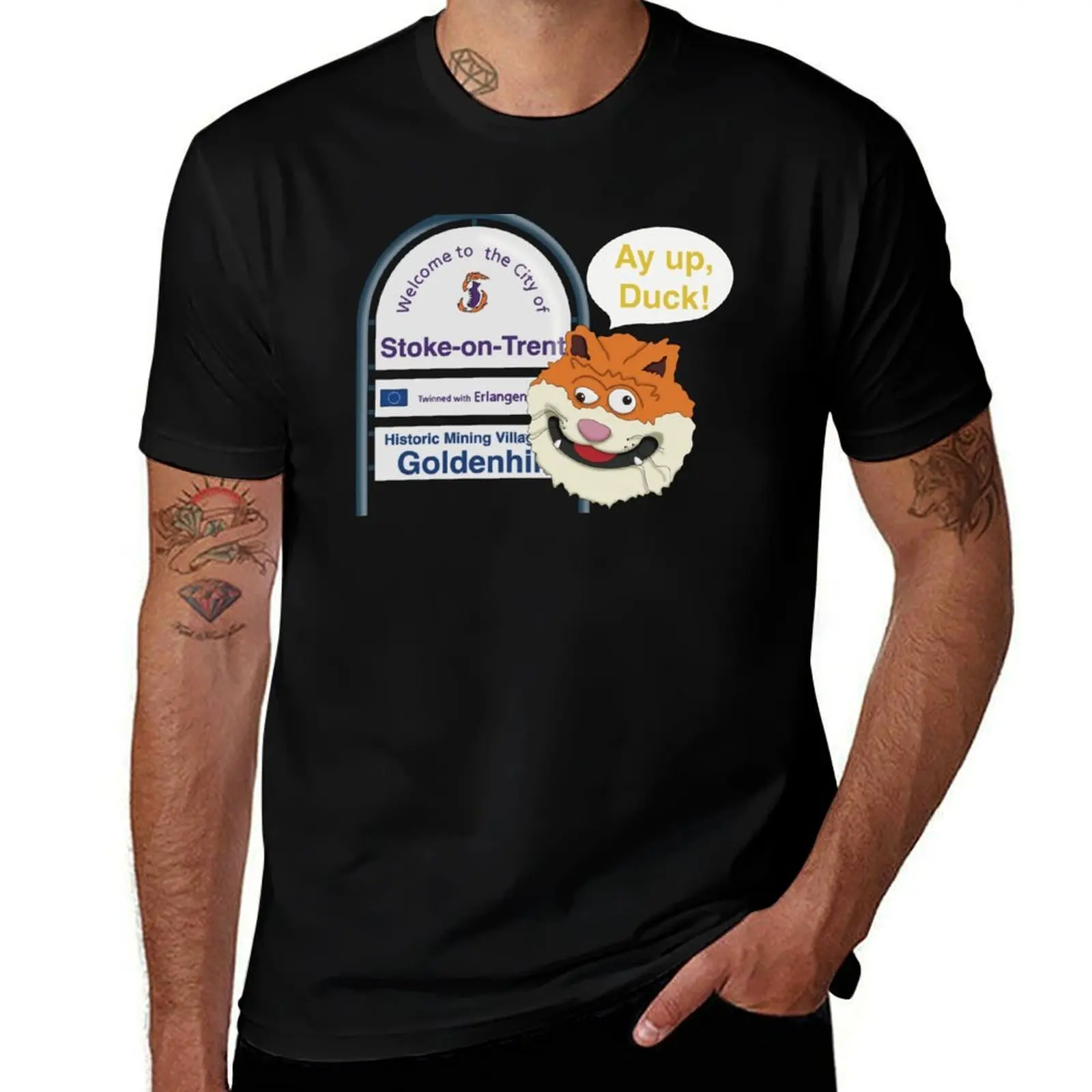 Cat’s Britain Song in Stoke-on-Trent T-Shirt Casual Loose Fit Short Sleeve T-Shirt