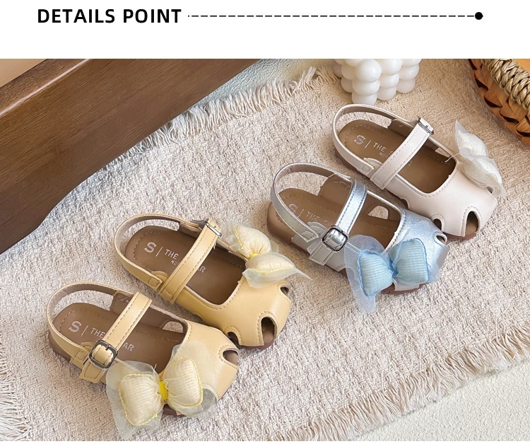 Kinder-Sandalen mit Großen Schleifen, Süße Strandschuhe für Mädchen, Ausgehöhlte Weiche Sohle, 2026 Sommer Neue Prinzessinnen-Schuhe für Kinder, Casual – Detail 2