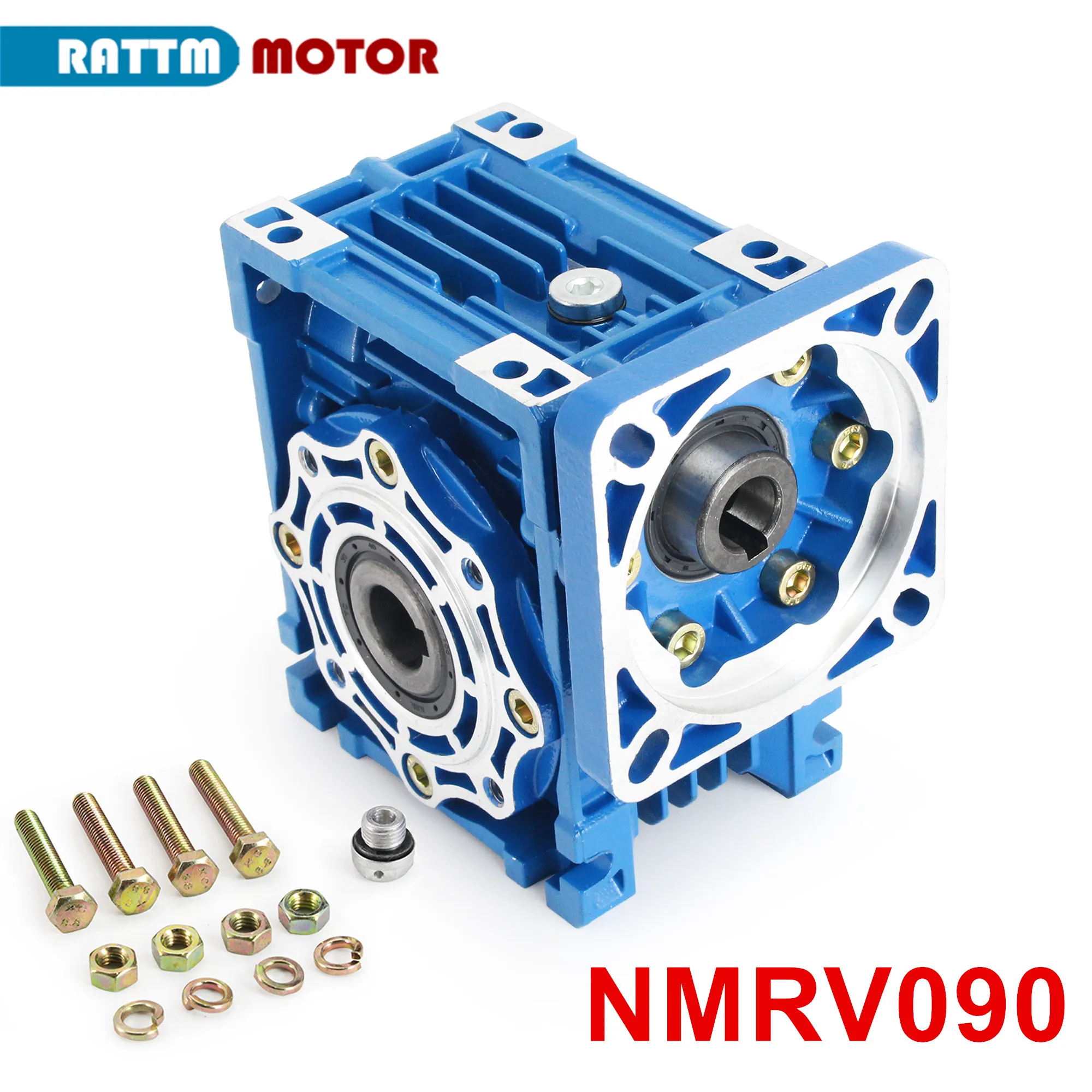 Large Torque NMRV090 Reducer Worm Gear Gearbox Reducer Ratio For Flange 110 / 130 Servo Stepper Motor Input 19/22/24/28mm