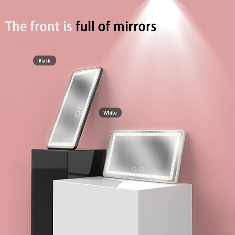 X7JF Sun Visor Vanity Mirror Rechargeable Auto Makeup Tool Adjustable Brightness LED Lights Makeup Mirror