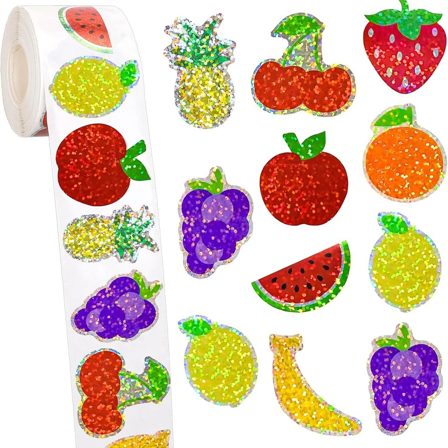 100-500pcs Glittering Colorful Fruits Stickers Stickers Party Gift Wrapping Label Children Scrapbook Stationery Stickers