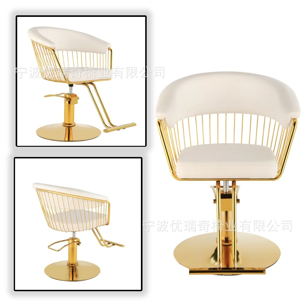 CX Comfortable Hair Salon Chair Soft Hair Salon Chair Metal Gold Plated Hair Salon Chair
