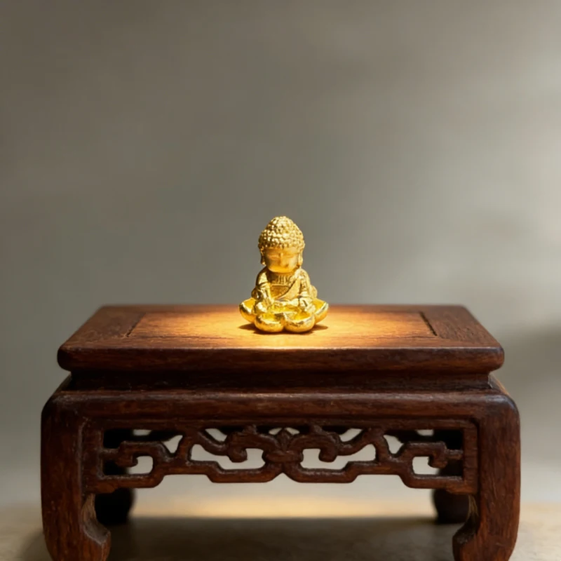 Mini sculpture abstraite vintage dorée 1 pièce, décoration moderne pour salon, chambre, bureau, signifiant chance, paix et bénédiction