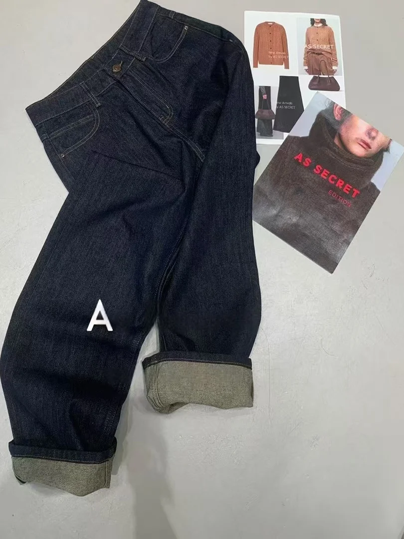 

Джинсы женские прямые с высокой талией, синие, премиум-качество, осенняя новинка, универсальные, стройнящие, длинные брюки, модные, хлопок