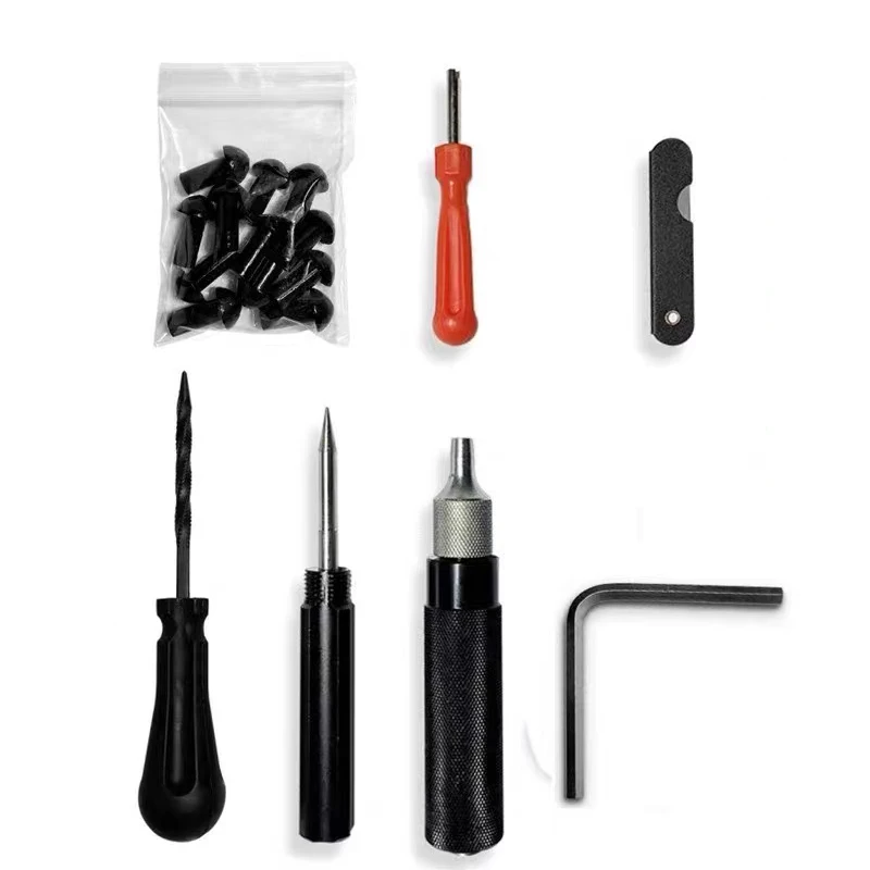 

New Car Motorcycle Tire Repair Plug Tool Set Tire Wheel Repair Kit Mushroom Plug Probe Nozzles